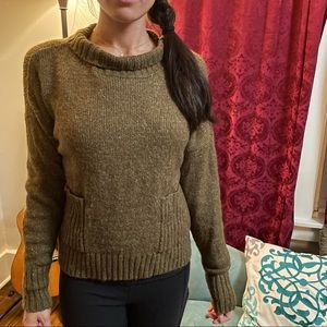 Muted brown sweater, cowl neck S